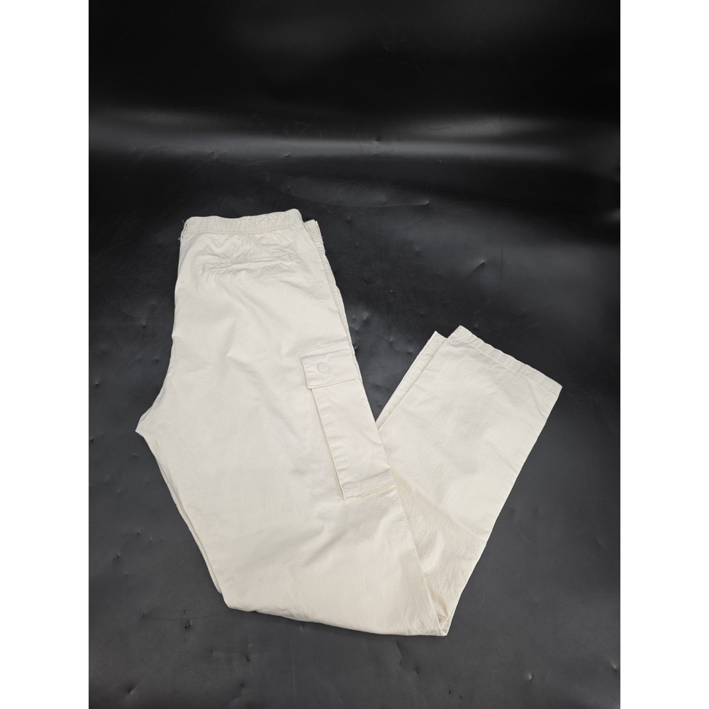 H&M Slim Fit Cargo Pants Beige Elastic Waist Drawstring Ripstop M Men